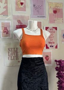 Orange Backless Criss Cross Pattern Top