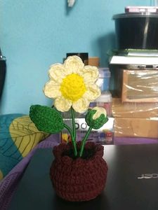 CROCHET FLOWER POT.