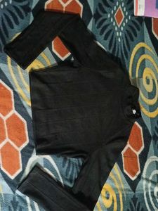 Black Striped Cropped Top
