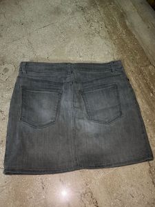 Grey Denim Mini Skirt