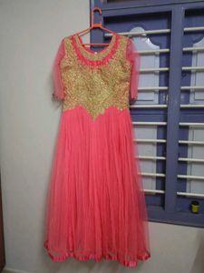 Heavy Worked Semi- Bridal Gown - Pink : L Size