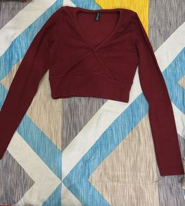 Maroon Wrap Crop Top