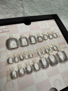 Silver Press On Nails 4 Ur Beautiful Toes- Legs