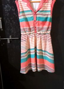 Striped Sleeveless Fit &amp; Flare Dress