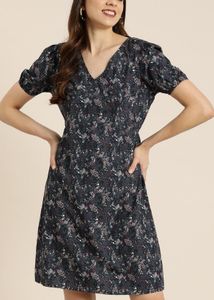 Floral Print V-Neck Dress