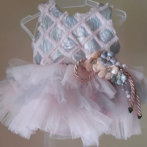 Beautiful baby Frock Only One Day Wear Light Pink and Ash Colour Baby Can Wear 0 to 4 Month