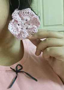 Big Pink Crochet Flower Earrings