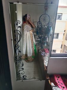 White And Green Heavy Saree