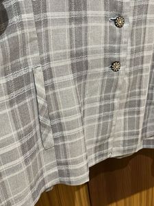 Grey Bluish Plaid Button-Down Shirt