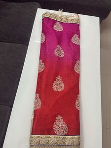Elegant Pink &amp; Red Saree