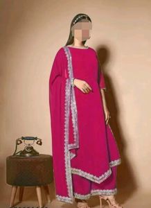 Geogette Embroidery Kurta Palazzo Set  With Duptta