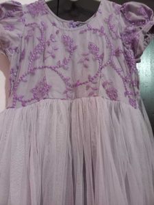 Lilac Floral Embroidered Tulle Dress