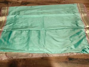Pure Elegant Mint Green banaras Saree