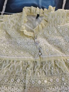Yellow Colour Net Cotton Top