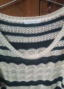 Striped Knitted Openwork Sweater