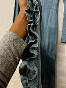 Blue Ribbed Button-Up dress