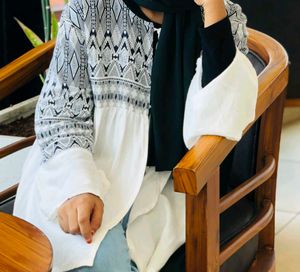 Open Type White Top. Can Pair It With Black Inner