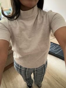 Gray Mock Neck Knit Top ZARA