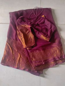 Purple Saree along with Blouse