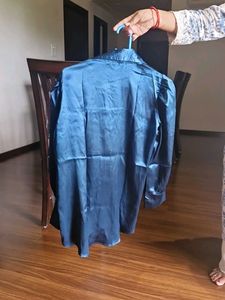 Silky Blue Button-Down Shirt