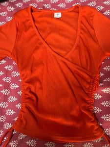 Cute Orange Wrap Top