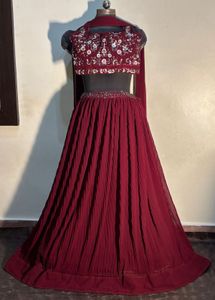 Elegant Maroon Embroidered Lehenga Choli