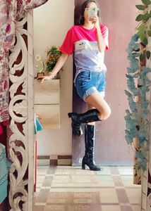 Rolled Hem Denim Shor