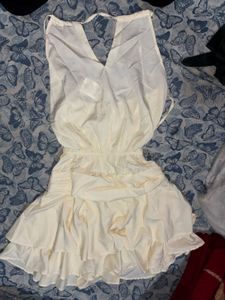 Cream Ruffle Mini Dress