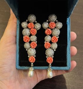 AD EARRINGS WITH PEACH ROSES