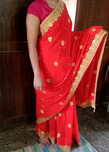 New Saree With Stich Blouse
