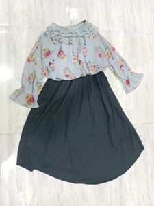 Floral & Solid Contrast Dress