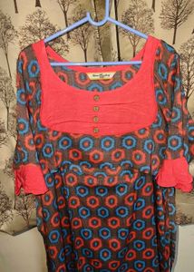 Feeding Ankle length Frock with Tie.
