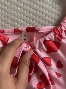 Heart Print Pink Maxi Dress