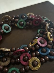 Beautiful Long 6cm Beads Wooden Multicoloured Neck