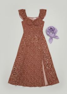 Floral Midi Dress with Slit