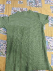 Green Ribbed T-Shirt Dress
