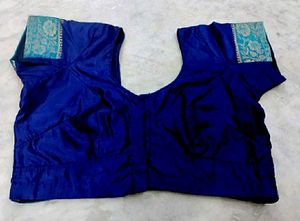 Blue color Pure Crape Silk Blouse