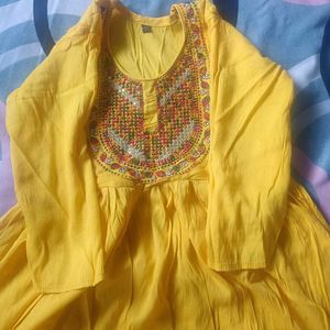 Yellow Embroidered Kurta
