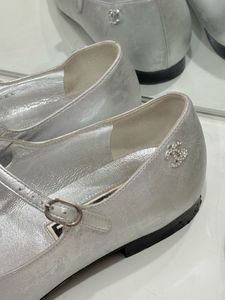 Chanel Silver Mary Jane Flats