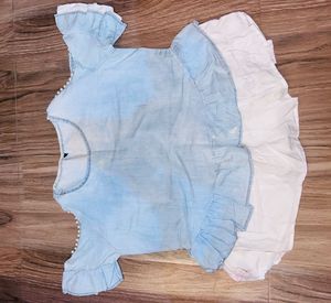 Denim Off Shoulder Peplum Crop Top