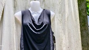22207. Miniest Black Cowl Neck Dress