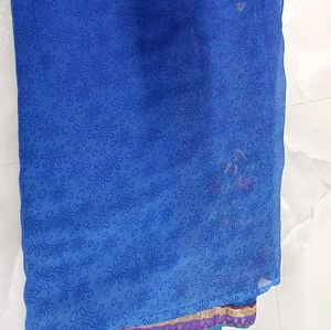 Blue Embroidered Saree