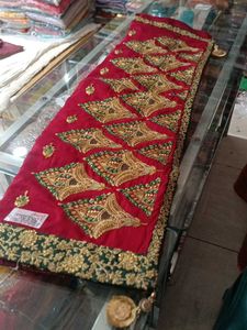 Elegant Embroidered Red & Gold Saree