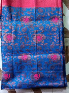pink and neavy blue colour saree