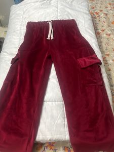 Maroon Velvet trousers