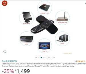 Redingrey™ HCY-57B 2.4GHz Rechargeable Mini Wireless Keyboard 3D Air Fly Mouse Remote