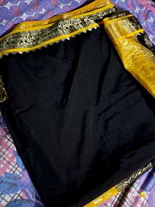 Black & Gold Trim Saree