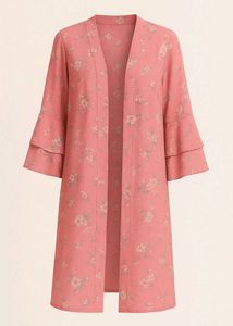 Elegant Dusty Pink Color Long Floral Shrug