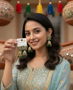 Ethnic Green Butterfly Jhumka Earrings