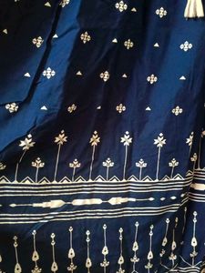 Blue Printed Sleeveless Maxi Dress